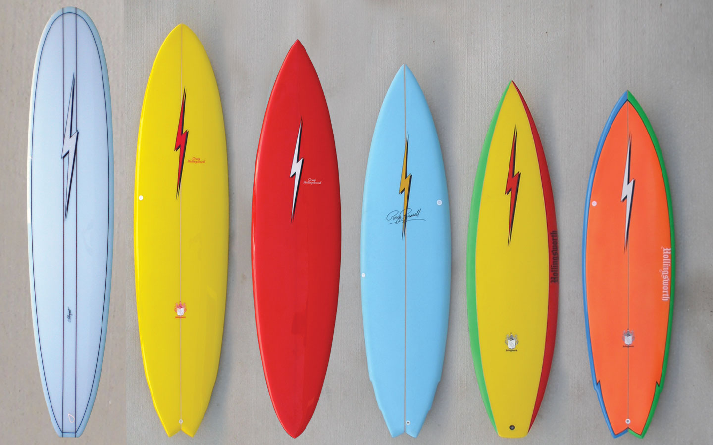 line up surfboards.